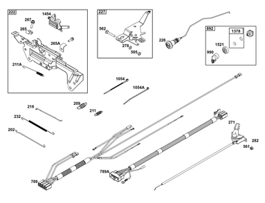 Controls Group Diagram and Parts List for 541477-0136-J1 400000 - 699999 Briggs and Stratton Engine